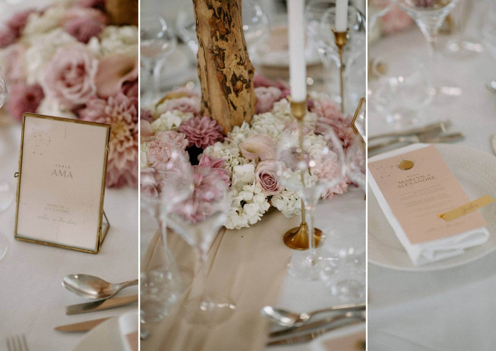 centre-table-fleurs-fraiches-menu-marque-place-mariage-idf-cerisier