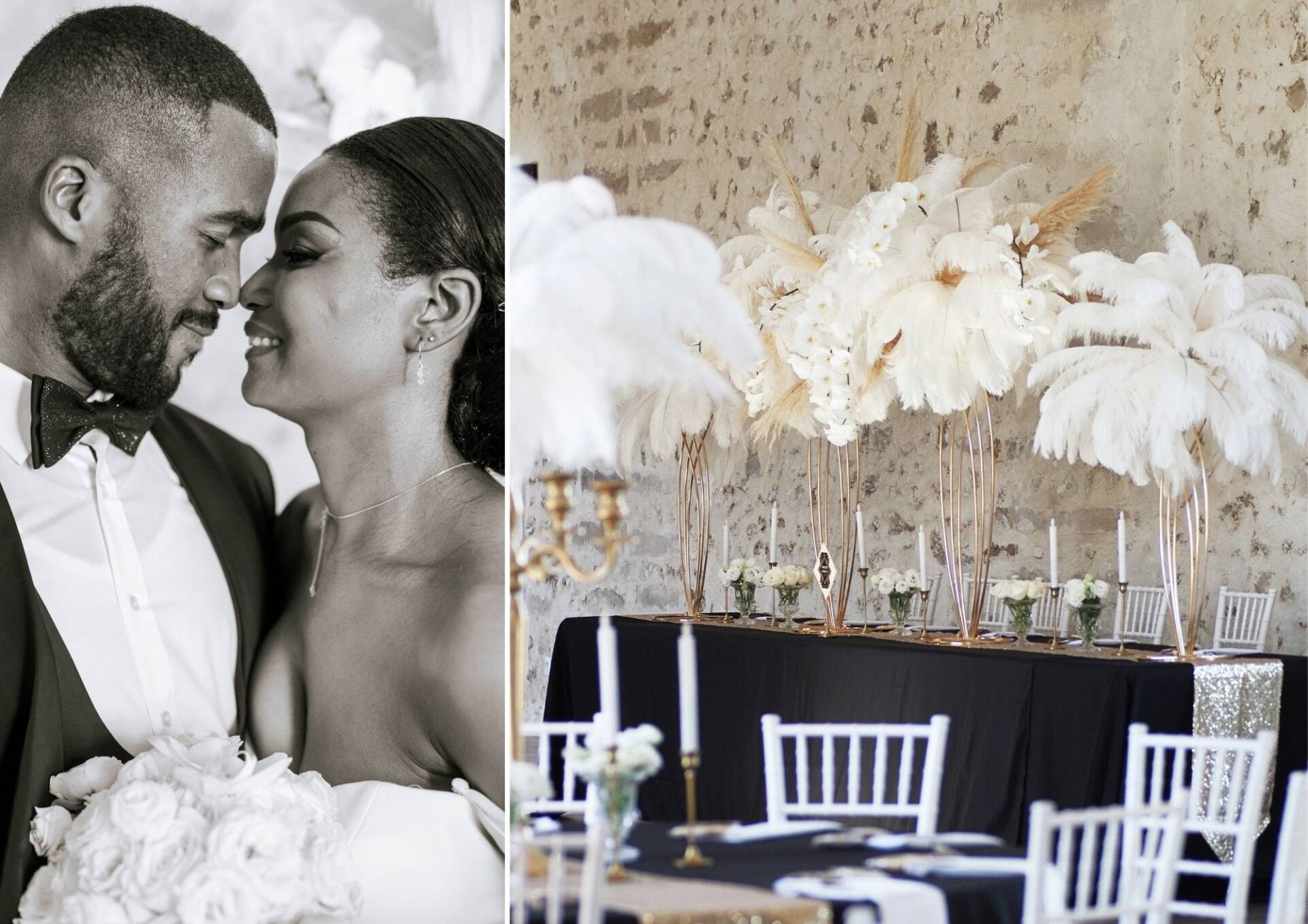 decorateur-mariage-ile-de-france-gatsby-centre-table-plumes-palmiers